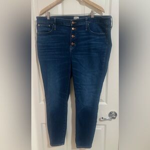 Women’s‎ J.Crew $128 High Rise Toothpick Skinny Blue Jeans Buttonfly Size 34.